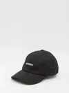 Jacquemus Black Cotton Logo Cap With Adjustable Back Closure In Black