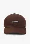 Jacquemus Men Logo Motif Baseball Cap In Brown