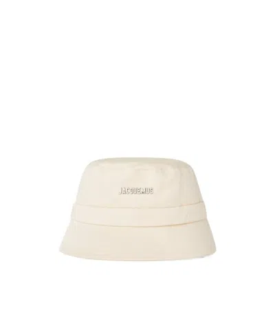 Jacquemus Natural Gadjo Hat Metal Logo In White