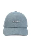 Jacquemus Women Gadjo Denim Baseball Cap With Logo Plaque In Blue