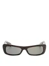 Jacquemus Rectangular Brown Frame Sunglasses With Textured Pattern In Brown