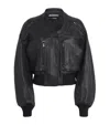 Jacquemus Gained Leather Bomber Jacket In Black