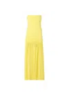 Jacquemus Yellow Dress With Straight Neckline And Gathered Waist In Tech Fabric Woman In Yellow