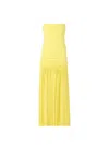 Jacquemus Yellow Dress With Straight Neckline And Gathered Waist In Tech Fabric Woman In Yellow