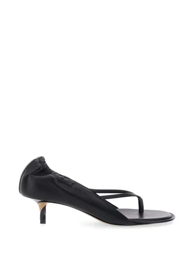 Jacquemus Gathered Leather Sandals In Black