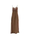 Jacquemus Gathered Long Lingerie Dress In Brown