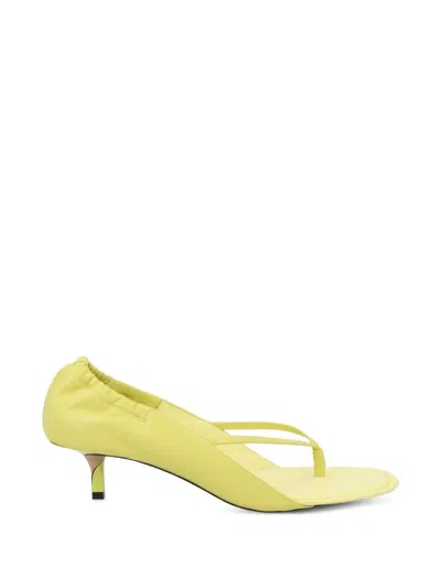 Jacquemus Lamb Leather Thong Ruched Back Sandals In Green