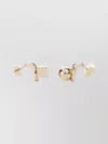 Jacquemus Geometric Brass Stud Earrings Rhinestone Charm In Neutral