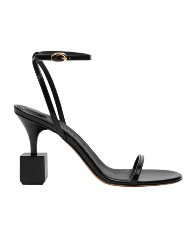Jacquemus Bisou 90 Geometric Heel Sandals In Black