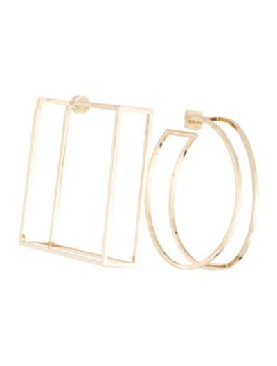 Pre-owned Jacquemus Geometric Les Créoles Rond Carré Structured Hoop Earrings In Multicolor