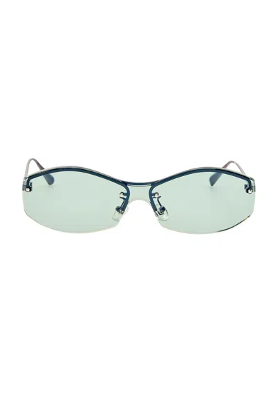 Jacquemus Geometric Sunglasses In Nickel & Mint