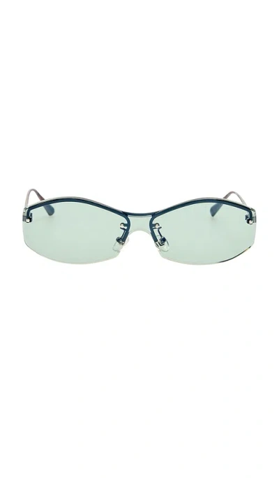 Jacquemus Geometric Sunglasses In Nickel & Mint