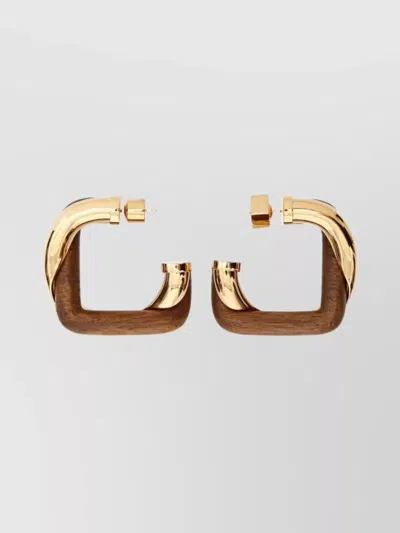 Jacquemus Geometric Wooden Detail Gold-tone Earrings