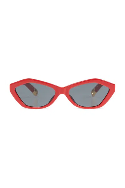 Jacquemus Geometrical Frame Sunglasses In Red