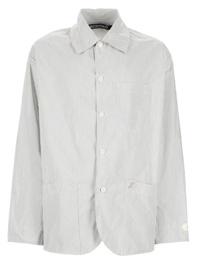 Jacquemus Neutrals La Veste Boutis Vertical Pinstripe Jacket In White