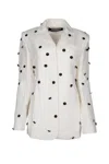 Jacquemus Waist Belted Polka Dot Jacket In Whiteblackdotsembroi