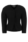 Jacquemus Tailored Blazer Peplum Structured Shoulders In Black