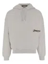 Jacquemus Hooded Sweater With Drawstring And Ribbed Finish In Gray