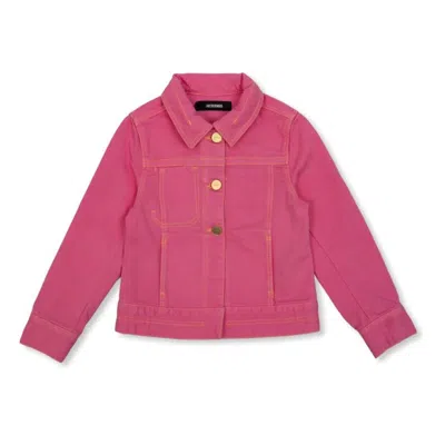 JACQUEMUS GIRLS LOGO PATCH COTTON DENIM JACKET