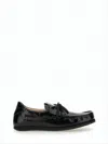 Jacquemus Glossy Black Leather Loafers With Bow Detail In Animal Print