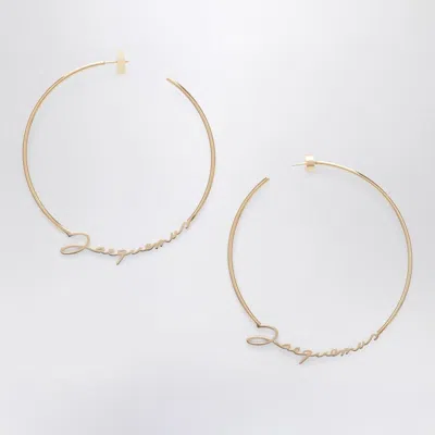 JACQUEMUS JACQUEMUS GOLD HOOP EARRINGS WITH LOGO