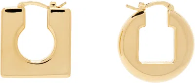 Jacquemus Gold 'les Créoles Rond Carré' Earrings In 270 Light Gold