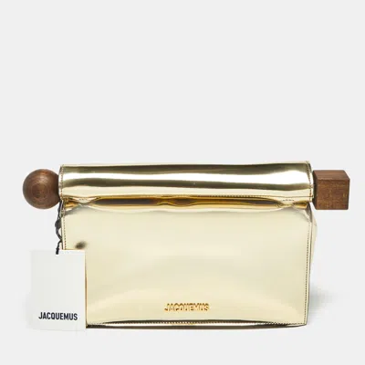 Pre-owned Jacquemus Gold Patent Leather La Pochette Rond Clutch