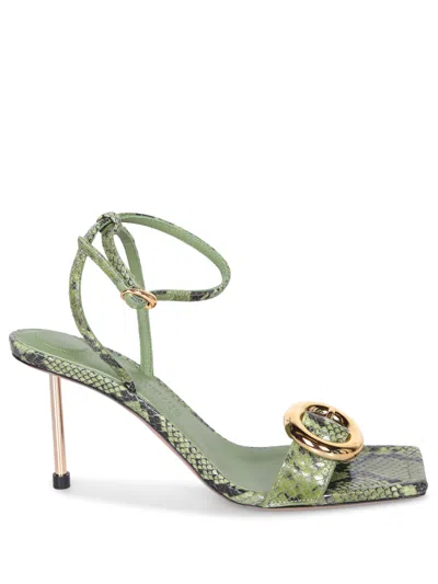 Jacquemus Gold-ring High-heeled Sandals In Green