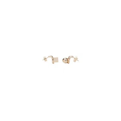 JACQUEMUS GOLDEN ASYMMETRIC STUD EARRINGS