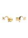 Jacquemus Les Puces Nodo Metallic Earings With Rear Butterfly Closure And Rhinestoned Charm In Brass Woman In Gold