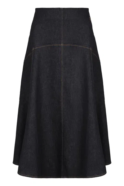 Jacquemus Gonna Svasata In Denim Di Nîmes Triangle In Black