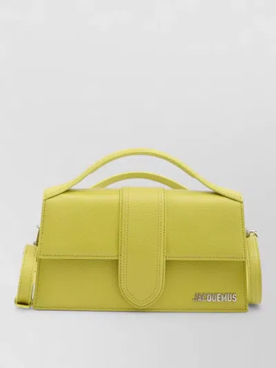 Jacquemus Grand Bambino Rectangular Leather Shoulder Bag In Yellow