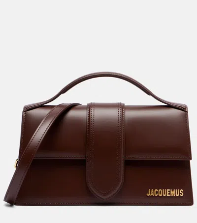Jacquemus Grand Bambino Small Leather Tote Bag In Brown