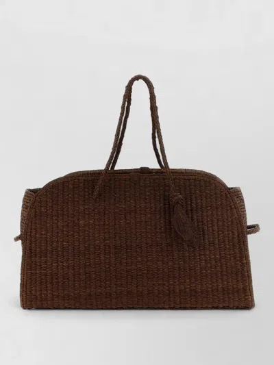 Jacquemus Grand Raphia Shopping Bag Rectangular Top Handles In Brown