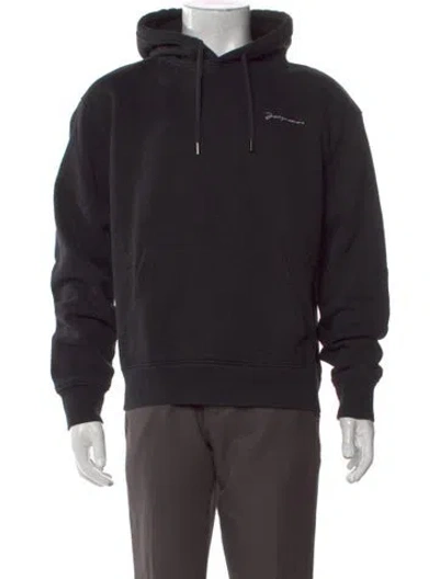 Pre-owned Jacquemus Graphic Print Crew Neck Hoodie In Black