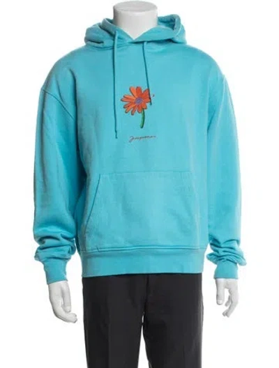 Pre-owned Jacquemus Graphic Print Crew Neck Hoodie In Blue