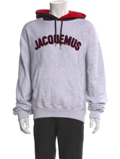 Pre-owned Jacquemus Graphic Print Crew Neck Hoodie In Gray