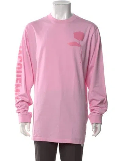 Pre-owned Jacquemus Graphic Print Crew Neck Pullover In Pink