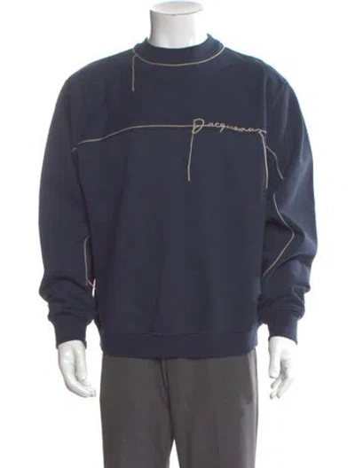 Pre-owned Jacquemus Graphic Print Crew Neck Sweatshirt In Blue