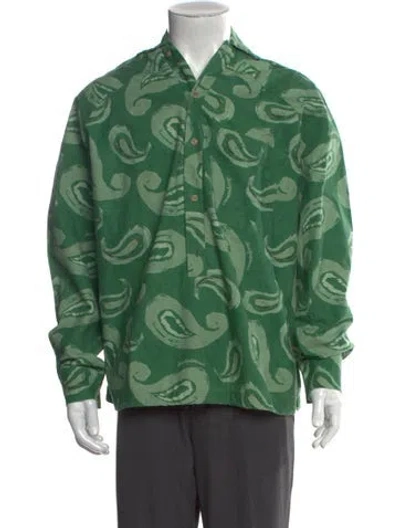Pre-owned Jacquemus Graphic Print Long Sleeve Shirt In Green