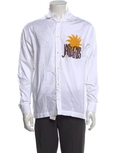 Pre-owned Jacquemus Graphic Print Long Sleeve Shirt In White