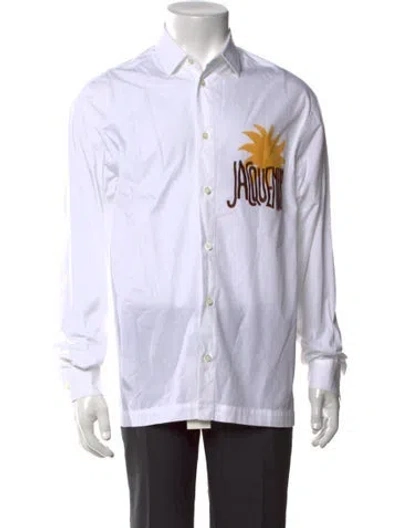 Pre-owned Jacquemus Graphic Print Long Sleeve Shirt In White