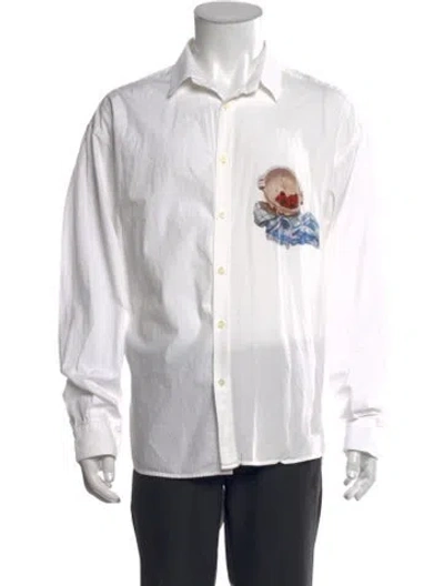 Pre-owned Jacquemus Graphic Print Long Sleeve Shirt In White