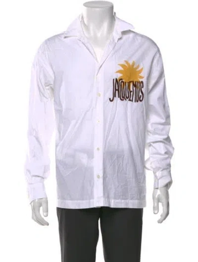 Pre-owned Jacquemus Graphic Print Long Sleeve Shirt In White