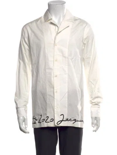 Pre-owned Jacquemus Graphic Print Long Sleeve Shirt In White