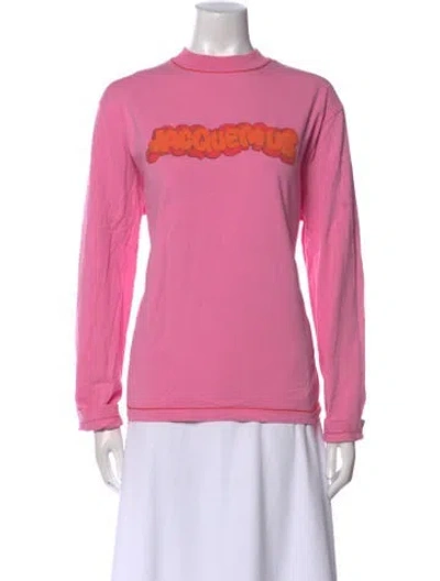 Pre-owned Jacquemus Graphic Print Mock Neck Sweatshirt In Pink