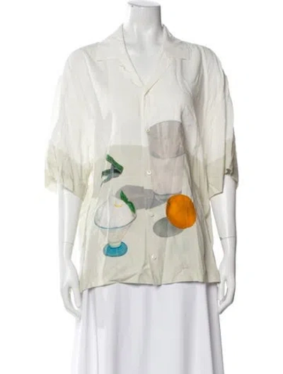 Pre-owned Jacquemus Graphic Print Short Sleeve Blouse In Neutral