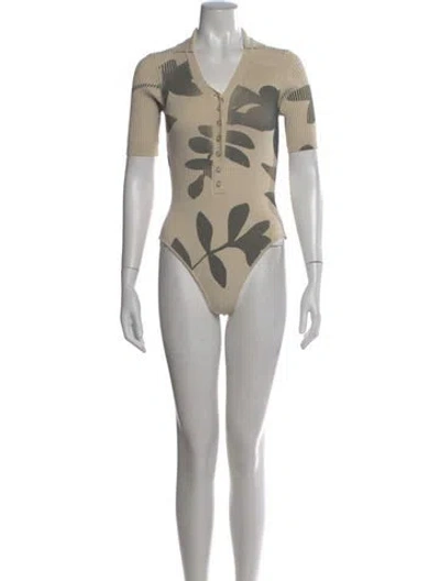 Pre-owned Jacquemus Graphic Print Short Sleeve Bodysuit In Neutral