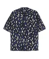 Jacquemus 'la Chemise Jean' Blue Bowling Shirt With Cuban Collar And All-over Logo Motif In Black
