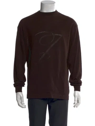Pre-owned Jacquemus Graphic Print Turtleneck Pullover In Brown